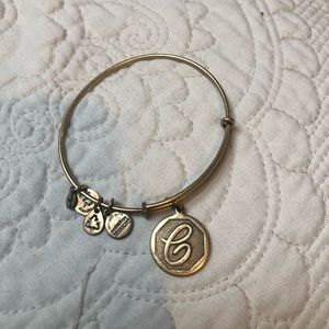 Gold Alex & Ani C initial bracelet